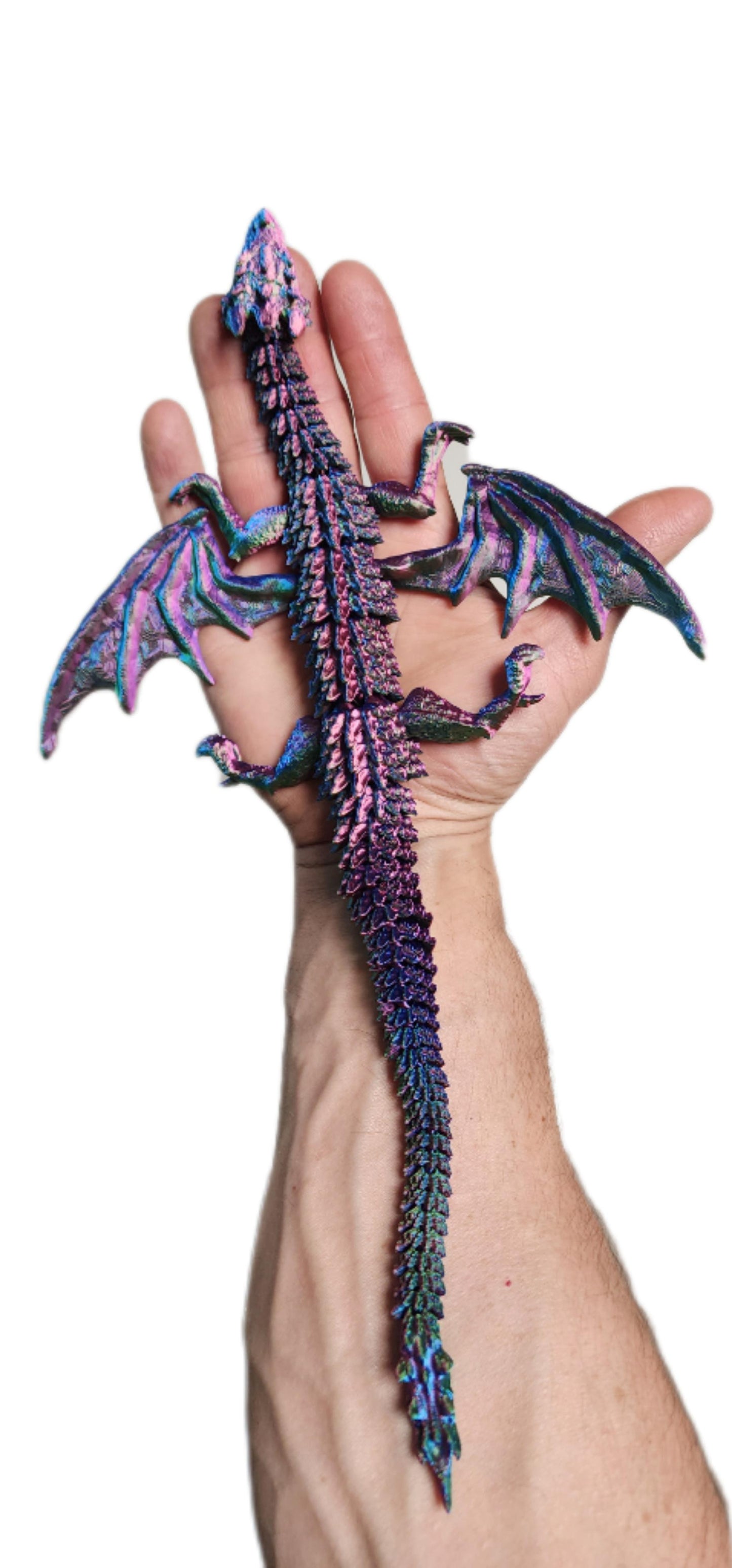 3D printed articulating winged Dragon. 14 inches long! 8 inches wide. 1 inch high.