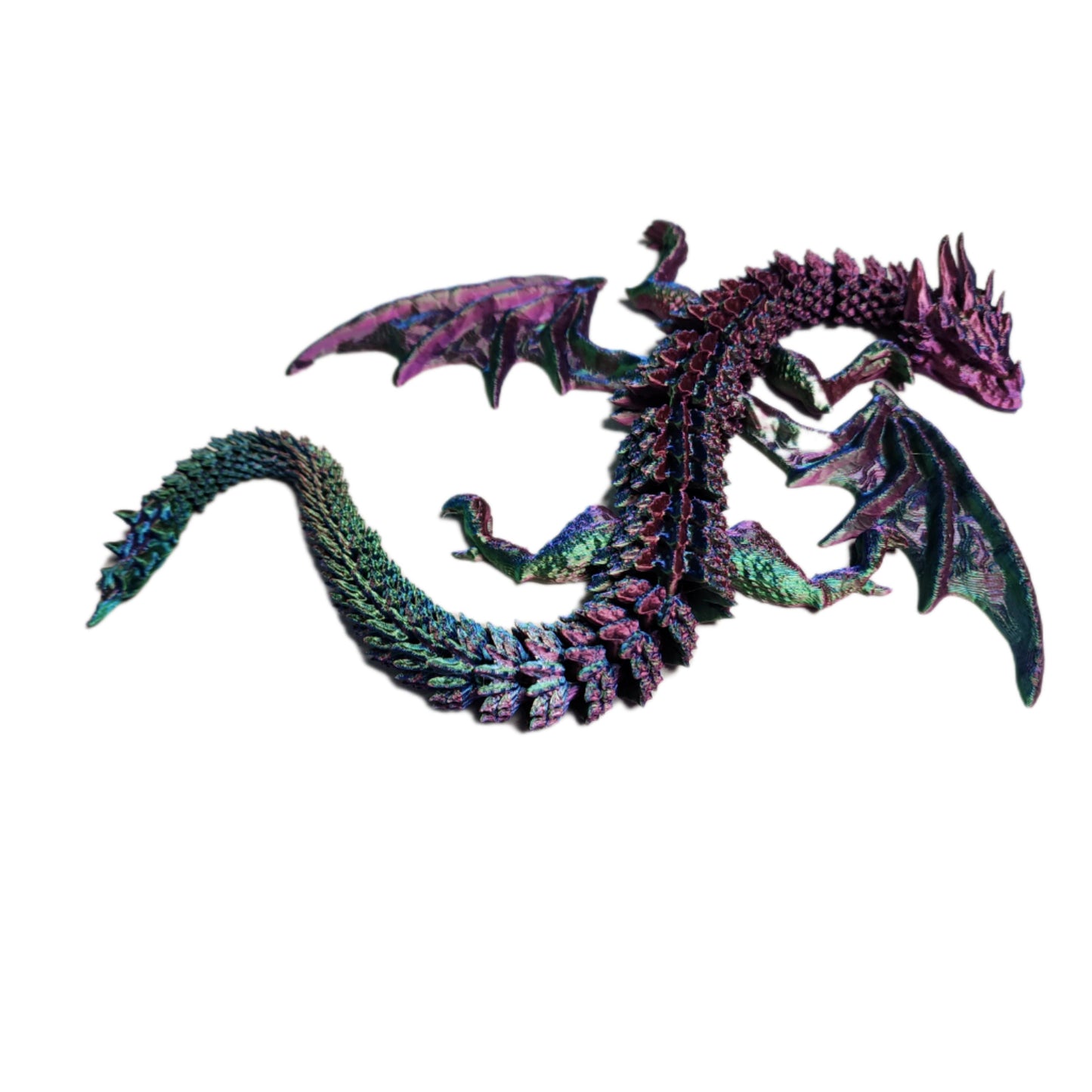 3D printed articulating winged Dragon. 14 inches long! 8 inches wide. 1 inch high.