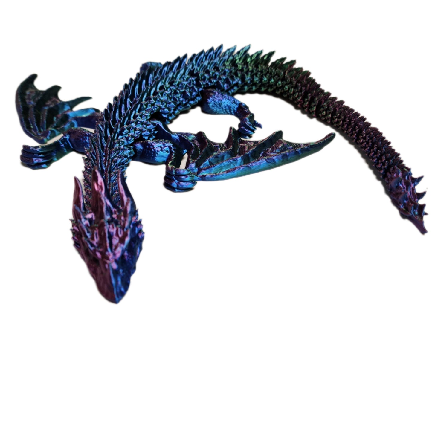 3D printed articulating winged Dragon. 14 inches long! 8 inches wide. 1 inch high.