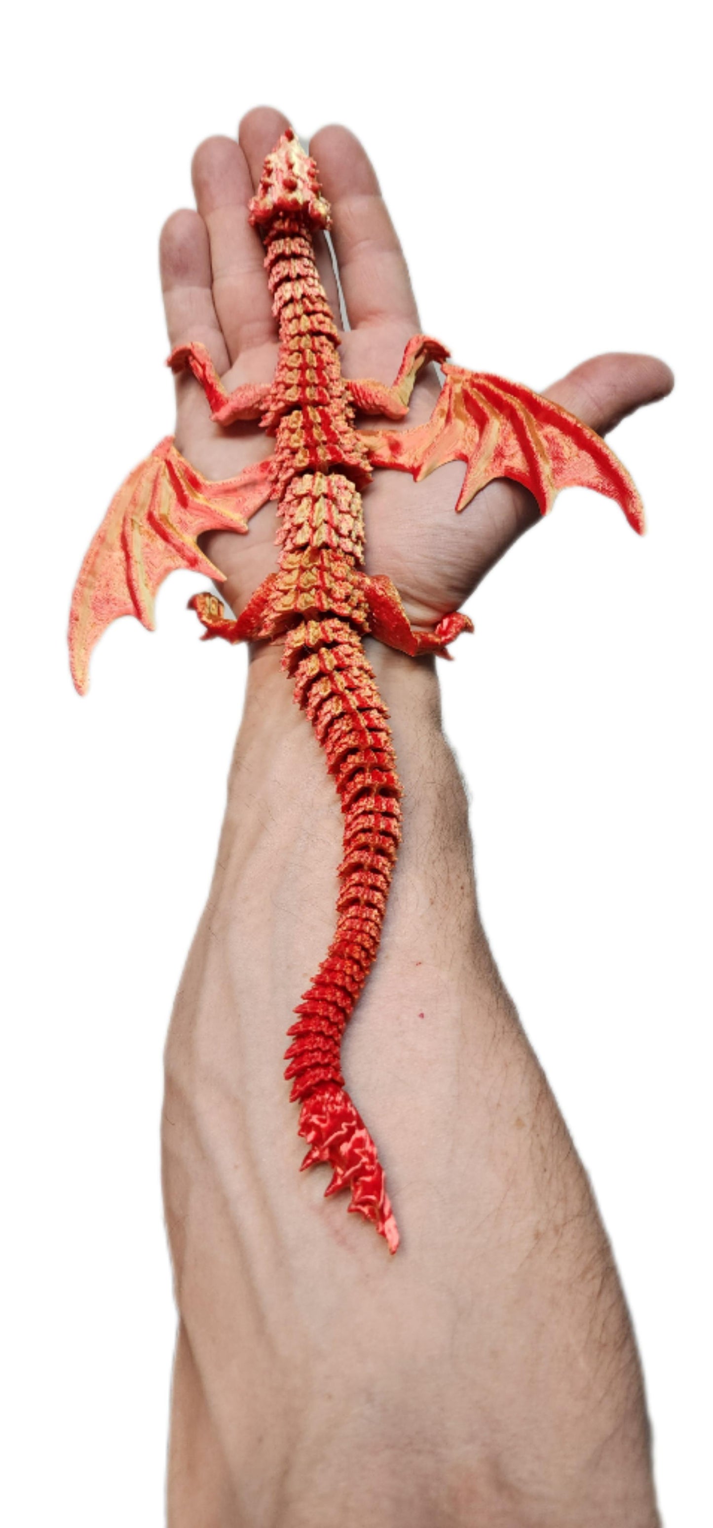 3D printed articulating winged Dragon. 14 inches long! 8 inches wide. 1 inch high.