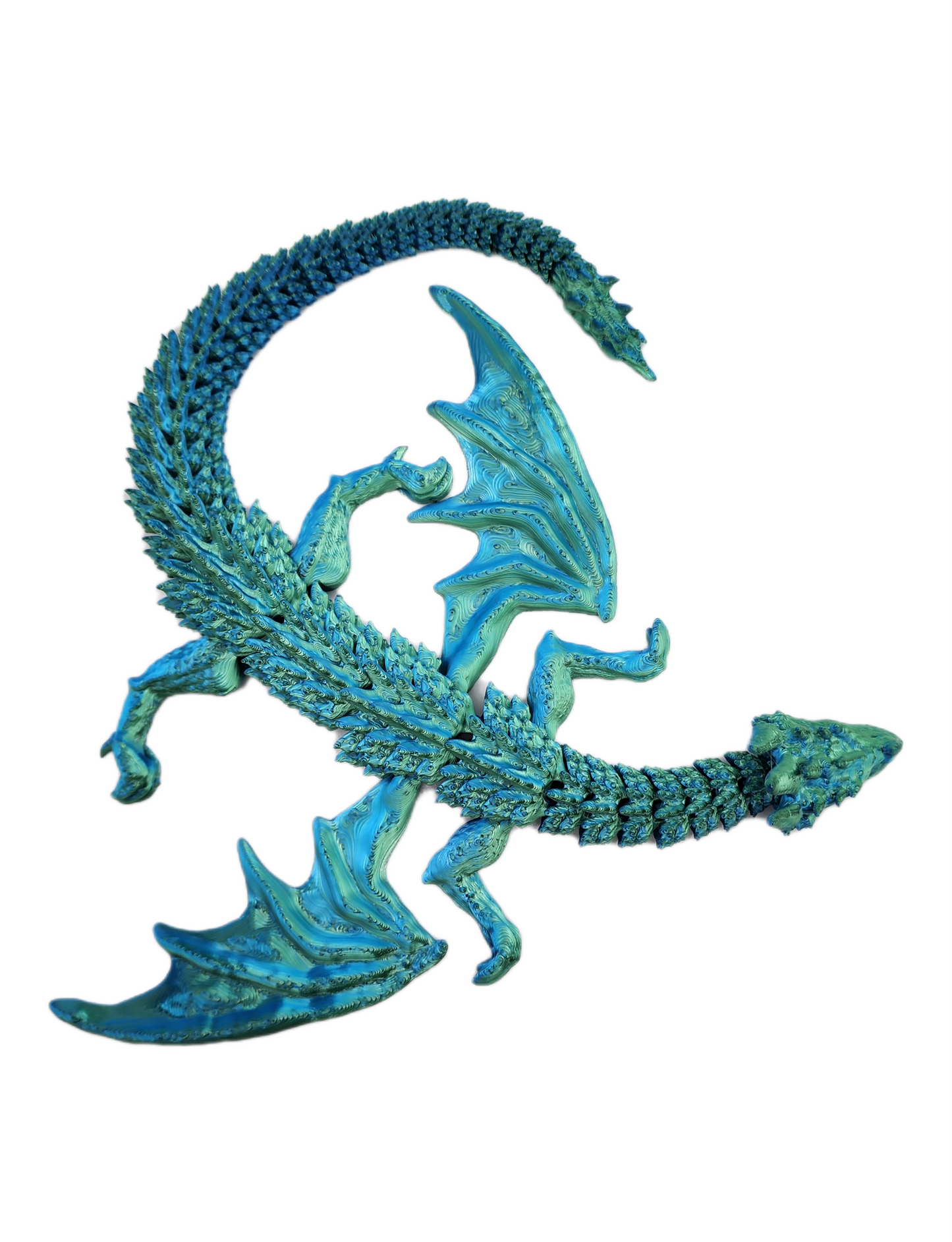 3D printed articulating winged Dragon. 14 inches long! 8 inches wide. 1 inch high.